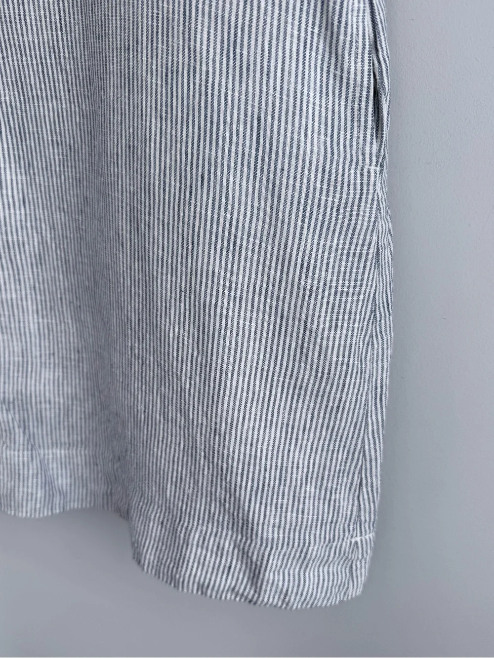Quince 100% European Linen Popover Mini Dress Blue Pinstripe M Summer Pockets - Picture 10 of 15